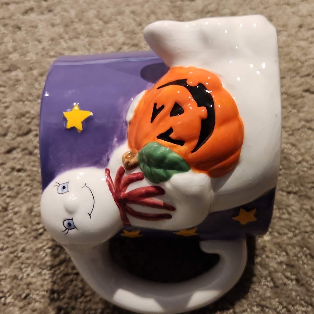 Ghost and Pumpkin Ceramic Mug